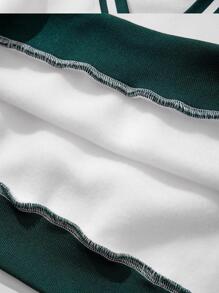 Manfinity Campus Court 男士字母圖案條紋飾邊衛衣和衛褲 - 白色 - 查看 4