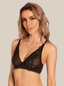 WINGSLOVE 低胸钢圈纯色文胸 - 黑色 - 查看 5