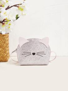 女孩獨一無二的淺粉色吉特可愛半圓形迷你斜挎包,日常使用禮物