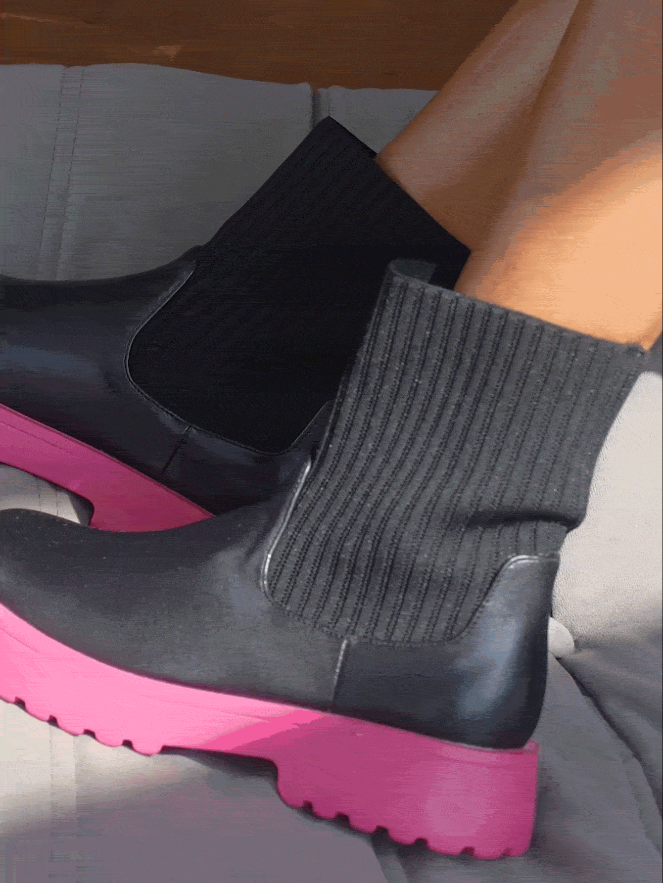 Sugerpunk 女士鞋时尚针织设计黑色一脚蹬袜子靴夏季圣诞节和新年假期 - 黑色 - 查看 7