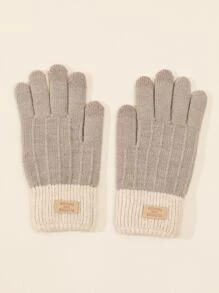 1 双女士针织手套，带保暖内衬，适合骑行、触摸屏和寒冷天气防护，加厚 - 卡其色 - 查看 3