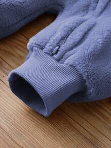 男嬰卡通圖案3D耳朵貼布連帽睡衣 - 藍色 - 查看 6