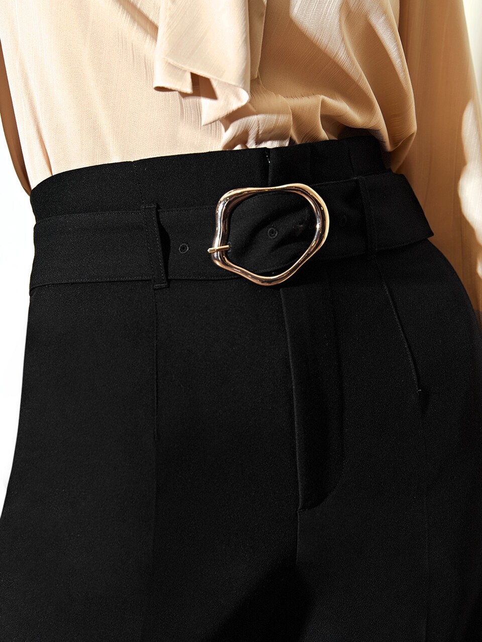 MOTF VISCOSE RING BELTED SUIT PANTS