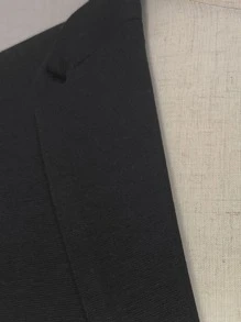 1pcs Men's Casual, Simple And Versatile Solid-Colored Suit Jacket - 黑色 - 查看 4