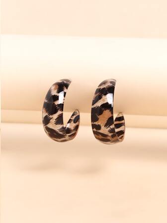 Leopard Pattern Cuff Hoop Earrings