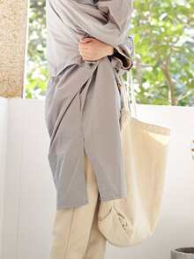 極簡風格大容量購物袋 - 米色 - 查看 5