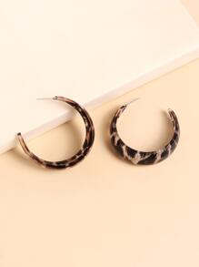 Leopard Pattern Cuff Hoop Earrings - Multicolor - View 3