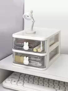 1pc Storage Box, Desktop Drawer Type Organizer Box Cabinet, Hair Accessories Sundries Storage Rack, 5.7*6.69*4.33inch - White - View 1