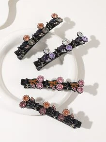 4 piezas Horquilla con diseño de diamante de imitación - Multicolor - Ver 1