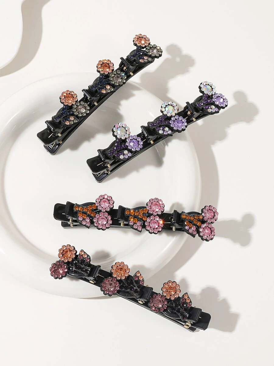 4 piezas Horquilla con diseño de diamante de imitación - Multicolor - Ver 1