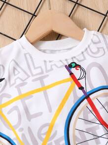 Bộ thời trang bé trai Hoạt hình Lá thư Giải trí - Đen và trắng - Xem 3