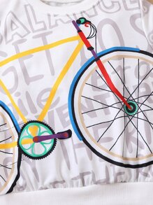 Bộ thời trang bé trai Hoạt hình Lá thư Giải trí - Đen và trắng - Xem 4