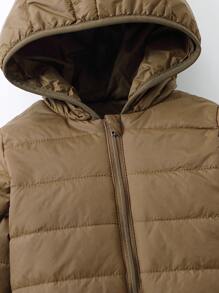 Baby Boy Zip Up Hooded Padded Coat - Mocha Brown - View 3