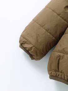 Baby Boy Zip Up Hooded Padded Coat - Mocha Brown - View 5