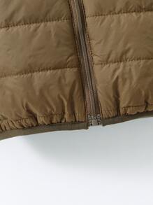 Baby Boy Zip Up Hooded Padded Coat - Mocha Brown - View 6