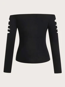 ROMWE PUNK Áo thun Plus size Bị tách Đồ họa Loại bướm Giải trí - màu đen - Xem 2