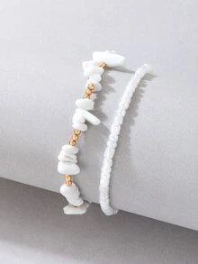 2 cái Đá Trang Trí Vòng Chân Đính Cườm - trắng - Xem 2