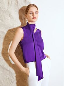 MOTF PREMIUM Top de satén con fruncido - Morado Violeta - Ver 2