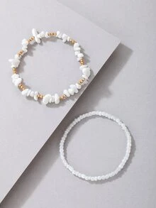 2 cái Đá Trang Trí Vòng Chân Đính Cườm - trắng - Xem 4