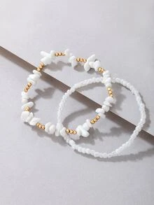 2 cái Đá Trang Trí Vòng Chân Đính Cườm - trắng - Xem 5