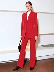 MOTF PREMIUM STRAIGHT FIT DRESS Trousers - Red - View 5