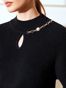 MOTF PREMIUM WOOL-MIX RELAXED FIT EMBELLISHED Jumper - Black - View 3