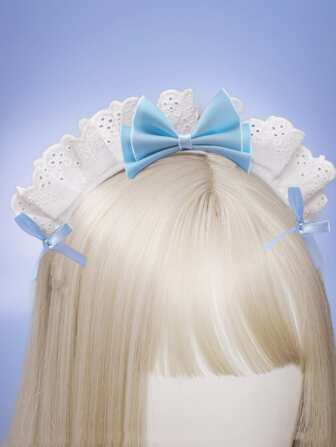 Anime مزخرف بعقدة الفراشة مقلم بكشكش زي تنكري خادمة طوق الشعر