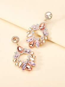 1pair Geometric Pink Glass Earrings - Baby Pink - View 4