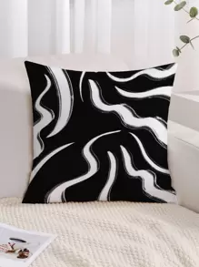 1pc Bìa đệm in trừu tượng Không có chất làm đầy - Đen và trắng - Xem 1