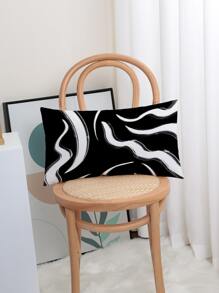 1pc Bìa đệm in trừu tượng Không có chất làm đầy - Đen và trắng - Xem 4