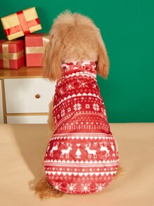 聖誕1入組麋鹿圖案寵物外套 - 紅白色 - 查看 2