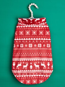 聖誕1入組麋鹿圖案寵物外套 - 紅白色 - 查看 3