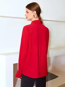 MOTF PREMIUM STRAIGHT FIT FLOUNCE SLEEVE SHIRT - Red - View 3