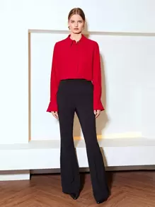 MOTF PREMIUM STRAIGHT FIT FLOUNCE SLEEVE SHIRT - Red - View 5