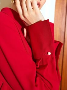 MOTF PREMIUM STRAIGHT FIT FLOUNCE SLEEVE SHIRT - Red - View 9