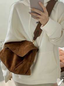 Solid Color Tote Bag, Casual Flap Crossbody Bag, Women's Messenger Bag With Adjustable Strap Minimalist Flap Square Bag