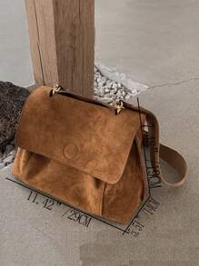 Solid Color Tote Bag, Casual Flap Crossbody Bag, Women's Messenger Bag With Adjustable Strap Minimalist Flap Square Bag