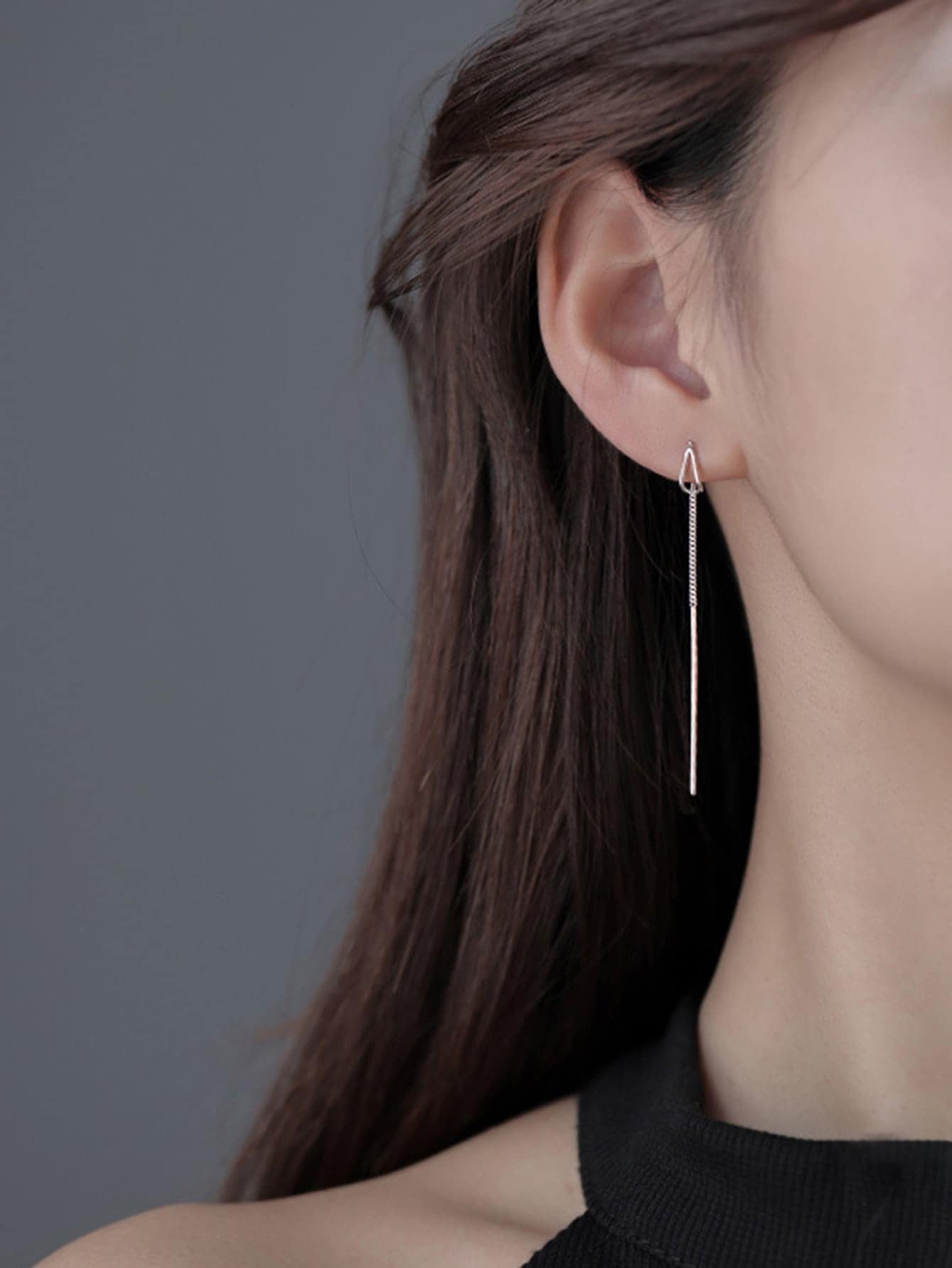 Minimalist Threader Earrings - Silver - View 1