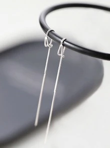 Minimalist Threader Earrings - Silver - View 2