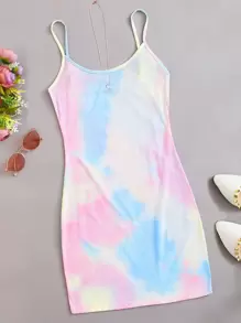 SHEIN VCAY Tie Dye Bodycon Dress - Multicolor - View 1