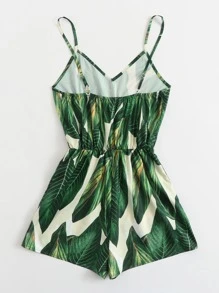 Soleia WYWH Women Vacation Spring Break Tropical Print Slip Romper - Green - View 2