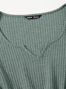 SHEIN LUNE 缺口领口荷叶边连体裤，休闲款 - 薄荷綠 - 查看 4