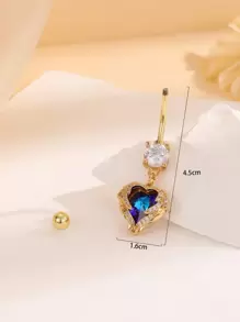 Hoàn Hảo Xuyên Đá Charm Trái Tim Rốn Bụng Vòng Đồng Rainbow Từ Vách Ngăn Trang Sức Khuyên - Vàng - Xem 3