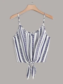 SHEIN VCAY 碎花下擺打結吊帶上衣