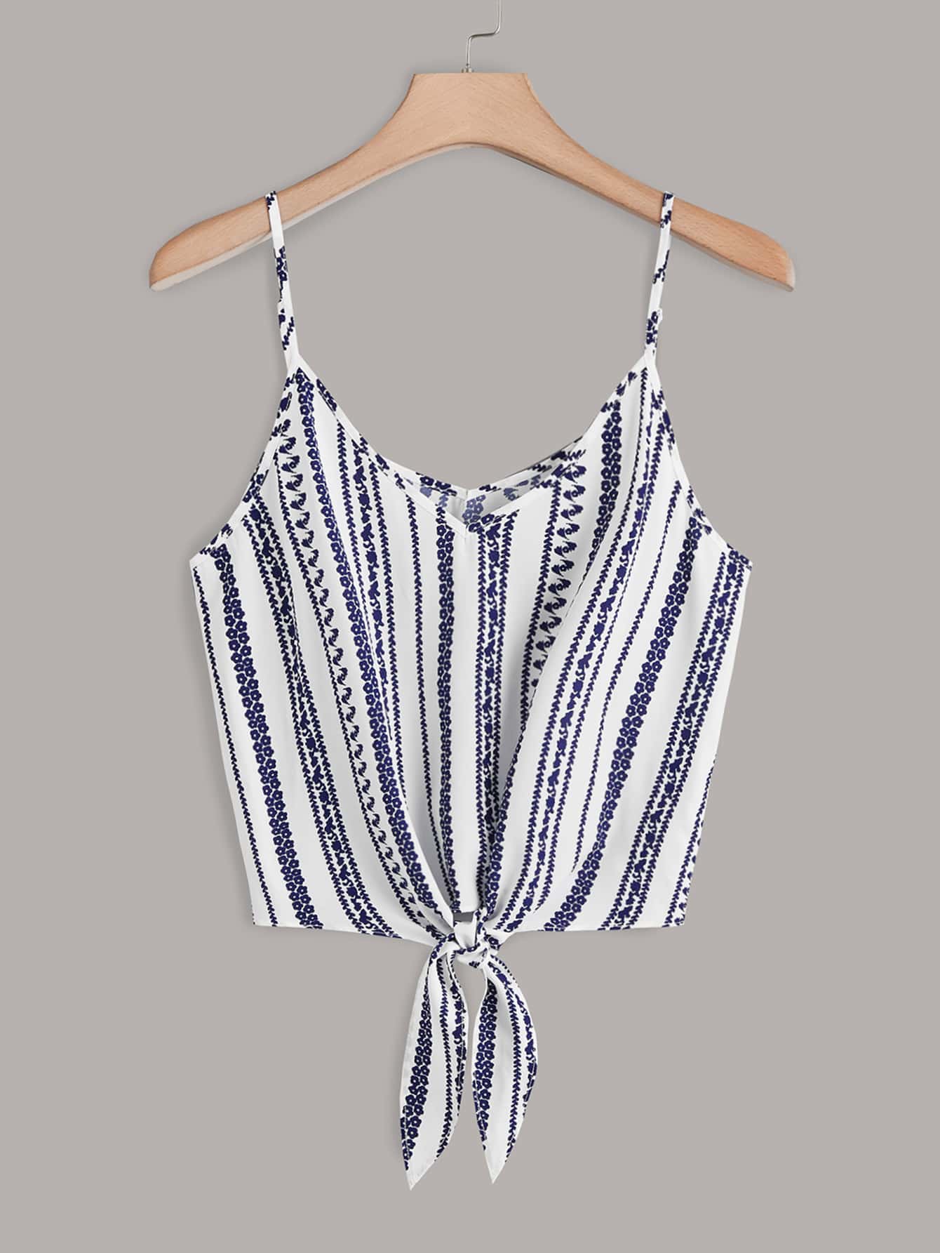 SHEIN VCAY 碎花下擺打結吊帶上衣