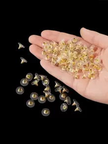100pcs Minimalist Earring Back Plug - Yellow Gold - View 2