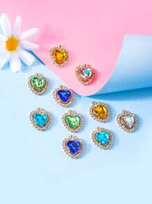 10 cái Rhinestone Trang trí Trái tim Mặt dây chuyền - Nhiều màu - Xem 1