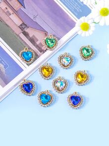 10 cái Rhinestone Trang trí Trái tim Mặt dây chuyền - Nhiều màu - Xem 2