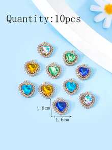 10 cái Rhinestone Trang trí Trái tim Mặt dây chuyền - Nhiều màu - Xem 3