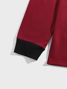 ROMWE MEN Guys Letter Graphic Polo Shirt - Red - View 3